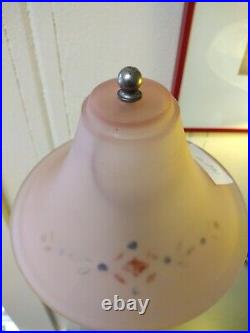Art Deco Table Boudoir Desk Bakelite Lamp/Frosted Pink Hand Painted Floral Shade
