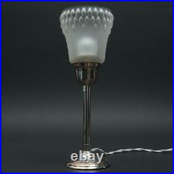 Art Deco Table Lamp Chrome Frosted Glass France New Wired 1. EH Art Deco Table Lamp Chrome Frosted Glass France New Wired 1. EH