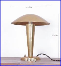 Art Deco Table Lamp Reading Desk Lamp Light Brass Mushroom Shape Lamp