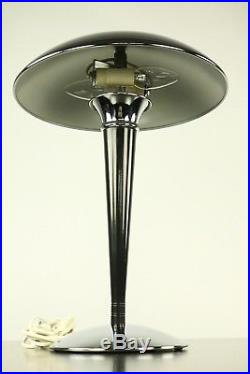 Art Deco Tisch Leuchte Mazda Replik chrom & schwarz Design Lese Lampe