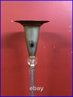 Art Deco Torchiere Floor Lamp MURANO Art Glass Rope Twist Shaft