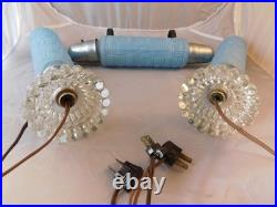 Art Deco Torpedo Lamps Powder Blue Glass Set Of 3 Vintage 12