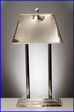 Art Deco Traditional Style Nickel Silver Lamp, 2 Lights 21.5 Inches