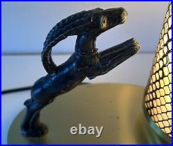 Art Deco Tv Lamp Leaping Gazelle With Mesh Cylinder Lamp All Original Working