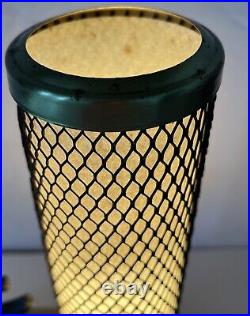 Art Deco Tv Lamp Leaping Gazelle With Mesh Cylinder Lamp All Original Working