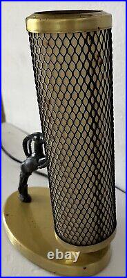 Art Deco Tv Lamp Leaping Gazelle With Mesh Cylinder Lamp All Original Working