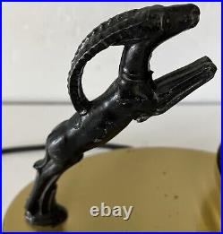 Art Deco Tv Lamp Leaping Gazelle With Mesh Cylinder Lamp All Original Working