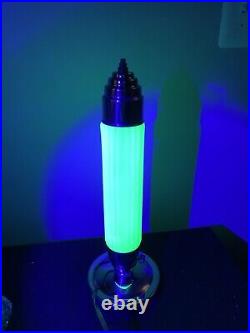 Art Deco Uranium Glass Boudoir Lamp Skyscraper Torpedo Lamp