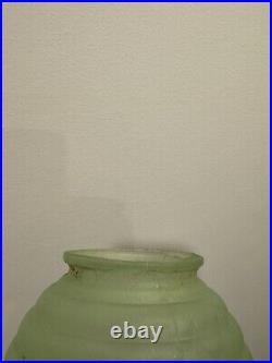 Art Deco Uranium Glass Frankart spelter Lamp With Shade