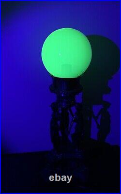 Art Deco Uranium Glass Vaseline Lamp With Ball Shade! 