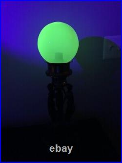 Art Deco Uranium Glass Vaseline Lamp With Ball Shade! 