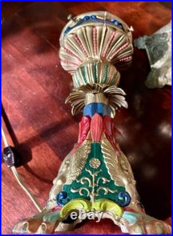 Art Deco Valentine & Woman Wings Hand Painted Candle Holder Table Lamp NO SHADE