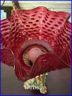 Art Deco Valentine & Woman Wings Hand Painted Candle Holder Table Lamp NO SHADE