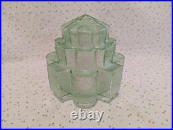 Art Deco Vaseline Uranium Glass Lamp Light Shade Stepped Globe Brain Grainy