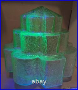 Art Deco Vaseline Uranium Glass Lamp Light Shade Stepped Globe Brain Grainy