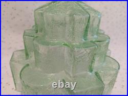 Art Deco Vaseline Uranium Glass Lamp Light Shade Stepped Globe Brain Grainy