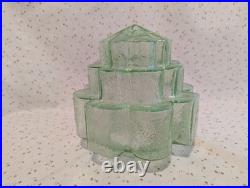 Art Deco Vaseline Uranium Glass Lamp Light Shade Stepped Globe Brain Grainy