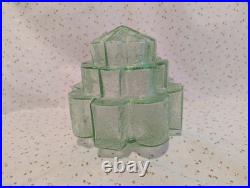 Art Deco Vaseline Uranium Glass Lamp Light Shade Stepped Globe Brain Grainy