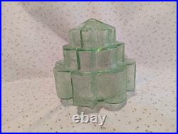 Art Deco Vaseline Uranium Glass Lamp Light Shade Stepped Globe Brain Grainy