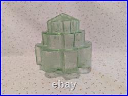 Art Deco Vaseline Uranium Glass Lamp Light Shade Stepped Globe Brain Grainy