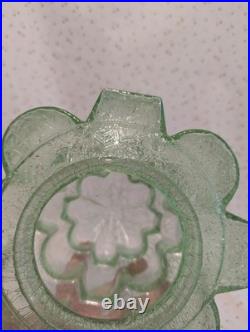 Art Deco Vaseline Uranium Glass Lamp Light Shade Stepped Globe Brain Grainy