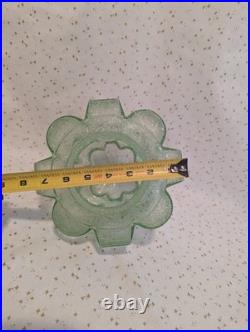 Art Deco Vaseline Uranium Glass Lamp Light Shade Stepped Globe Brain Grainy