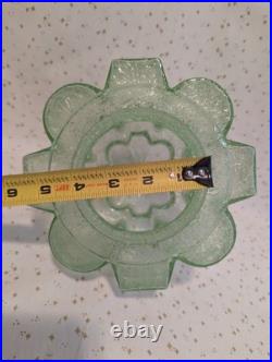 Art Deco Vaseline Uranium Glass Lamp Light Shade Stepped Globe Brain Grainy
