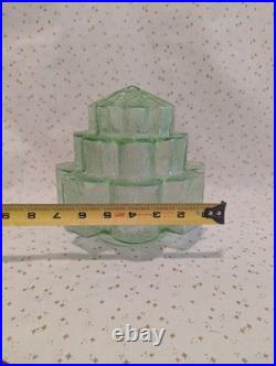 Art Deco Vaseline Uranium Glass Lamp Light Shade Stepped Globe Brain Grainy