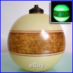 Art Deco Vaseline Uranium Glass Table Lamp Globe Signed Bohemian Light Shade Xx°