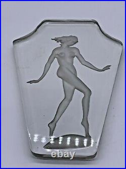 Art Deco Very Rare Nude Figurine Deep Etched Glass Radio/night Lamp