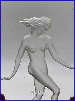Art Deco Very Rare Nude Figurine Deep Etched Glass Radio/night Lamp