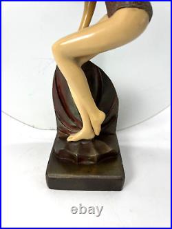 Art Deco Very Rare The Bathing Beauty Cutie Bronze Moon Lamp