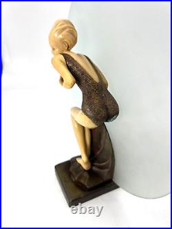 Art Deco Very Rare The Bathing Beauty Cutie Bronze Moon Lamp