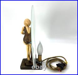 Art Deco Very Rare The Bathing Beauty Cutie Bronze Moon Lamp