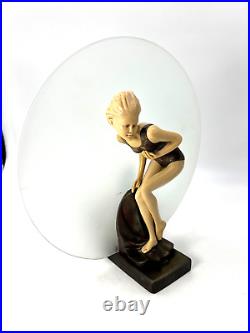 Art Deco Very Rare The Bathing Beauty Cutie Bronze Moon Lamp