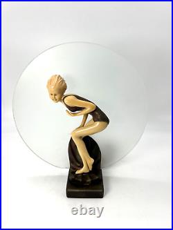 Art Deco Very Rare The Bathing Beauty Cutie Bronze Moon Lamp