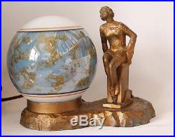 Art Deco Vintage Figural Bronzed Metal Desk or Budoir Lamp c. 1920s