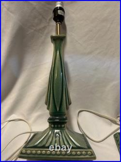Art Deco Vintage Green Ceramic Pair Of Working Lamps No Shades