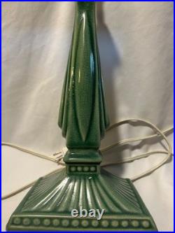 Art Deco Vintage Green Ceramic Pair Of Working Lamps No Shades
