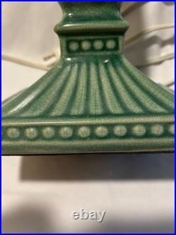 Art Deco Vintage Green Ceramic Pair Of Working Lamps No Shades