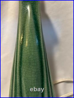 Art Deco Vintage Green Ceramic Pair Of Working Lamps No Shades