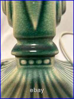 Art Deco Vintage Green Ceramic Pair Of Working Lamps No Shades