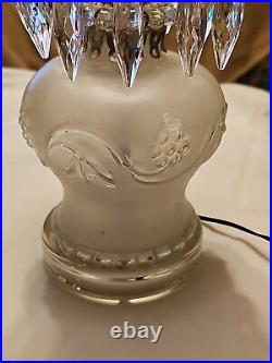 Art Deco Vintage Pressed Glass Boudoir Electric Lamp with Frosted Glass Shade