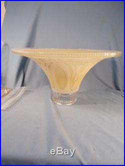 Art Deco Vintage antique Embossed Torchiere fFloor Lamp Shade globe glass light