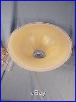 Art Deco Vintage antique Embossed Torchiere fFloor Lamp Shade globe glass light