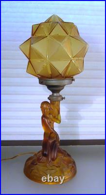 Art Deco Walther & Sohne Glass Table Lamp 1930s Read