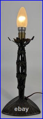 Art Deco Wrought Iron Lamp Henry Fournier HF Ginkgo Biloba Foot Lamp 1930