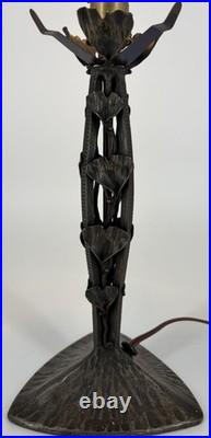 Art Deco Wrought Iron Lamp Henry Fournier HF Ginkgo Biloba Foot Lamp 1930