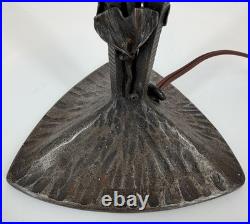 Art Deco Wrought Iron Lamp Henry Fournier HF Ginkgo Biloba Foot Lamp 1930