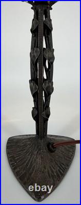 Art Deco Wrought Iron Lamp Henry Fournier HF Ginkgo Biloba Foot Lamp 1930